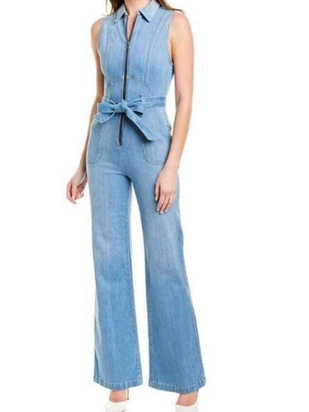Alice + Olivia Gorgeous Sexy 70’s Denim Jumpsuit Fade Away 27 $495